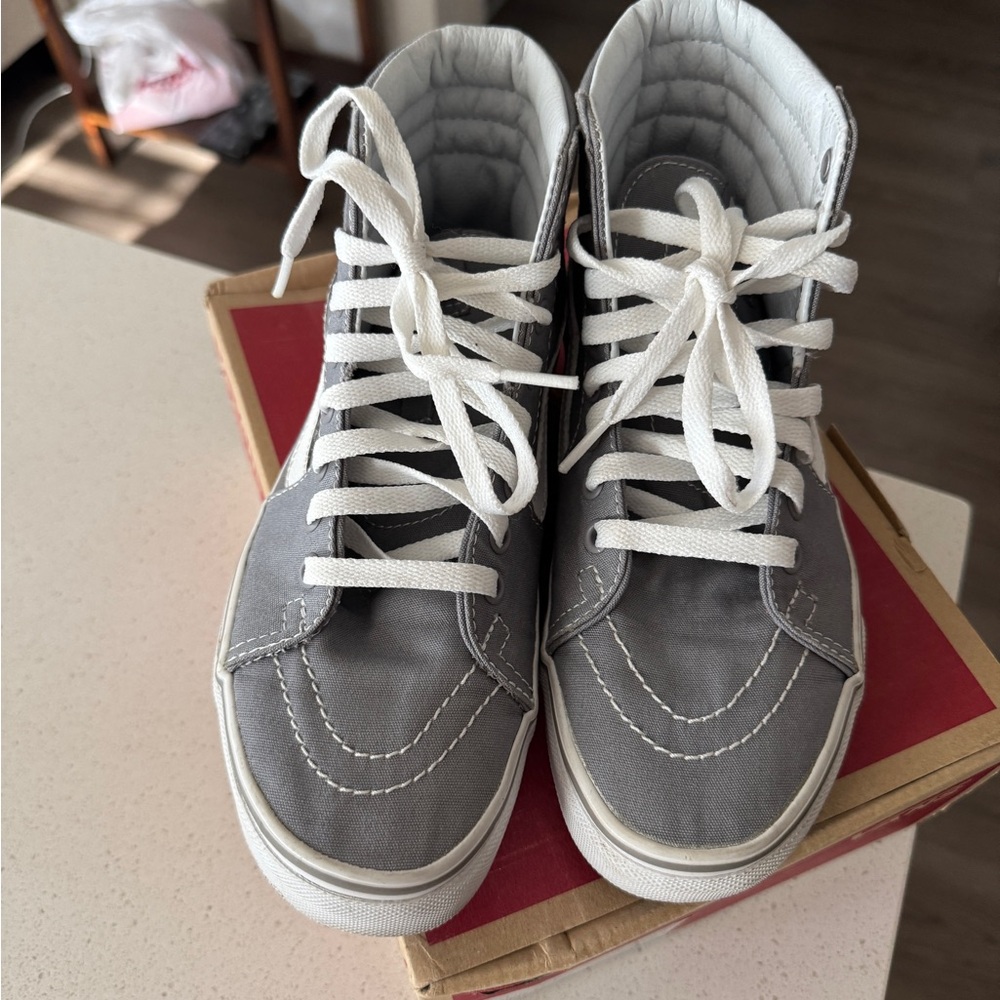 Vans Charcoal High-Top Sneakers with White Trim
